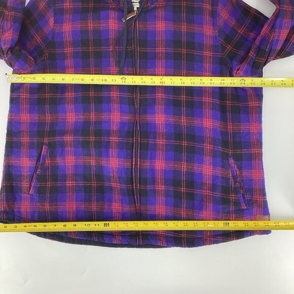 LL Bean Women’s Scotch Plaid Flannel Sherpa Lined Shirt Jacket Purple Black 2X - Picture 4 of 13